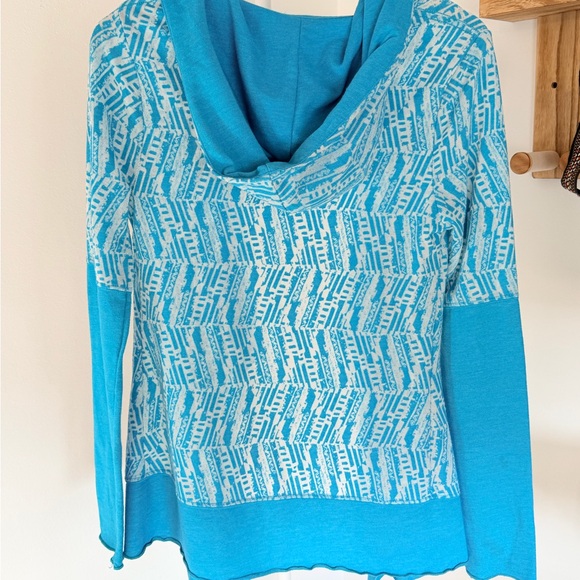 prAna Graceful Wrap Shirt Turquoise Hooded Cardigan Size Small Very Good - Picture 3 of 6